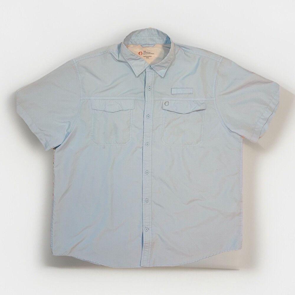 American Outdoorsman Men's XXL Performance Shirt Blue Ripstop Hiking Fishing
